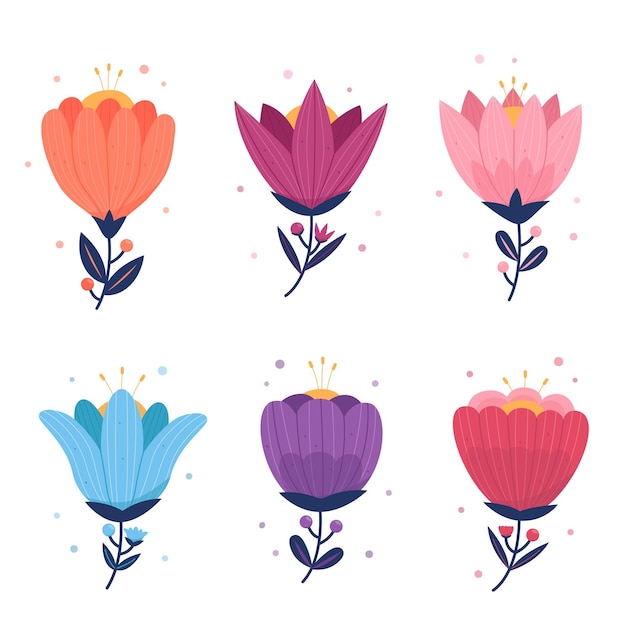 Gratis vector lente bloemencollectie