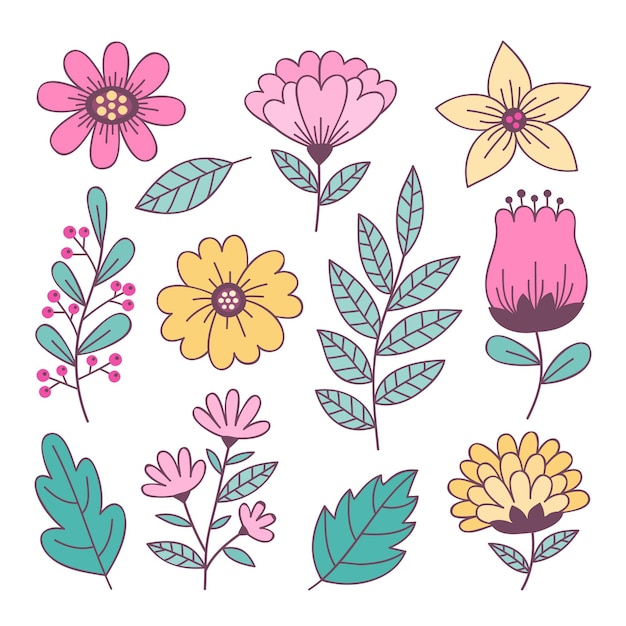 Gratis vector lente bloemencollectie