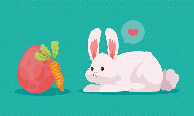 Lente-ei met konijn en wortel