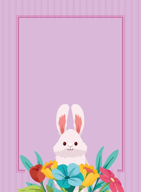 Lente konijn en bloemen
