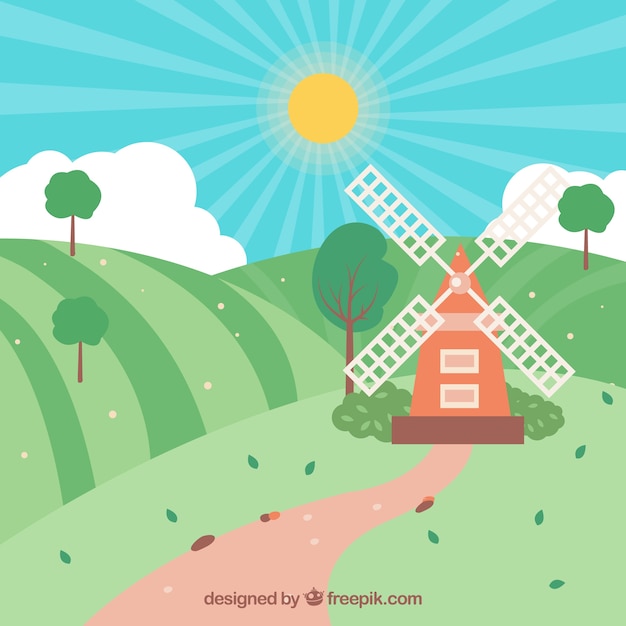 Gratis vector lente landschap-achtergrond