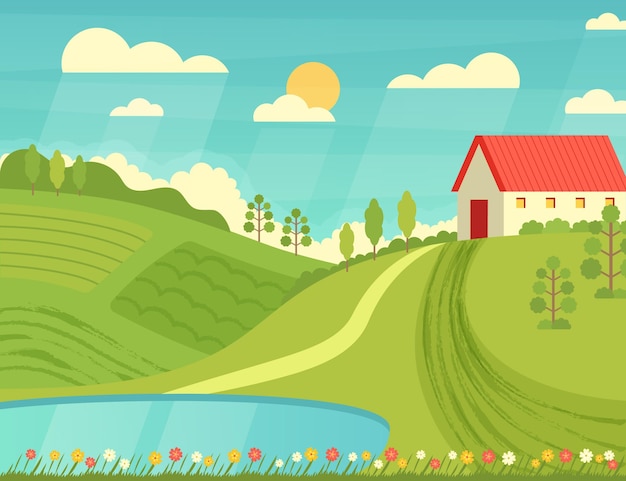 Gratis vector lente landschapsscène