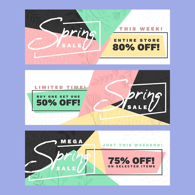 Gratis vector lente verkoop banners in plat ontwerp