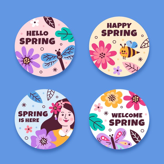 Lente viering bloemenlabels collectie