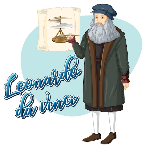 Gratis vector leonardo da vinci stripfiguur