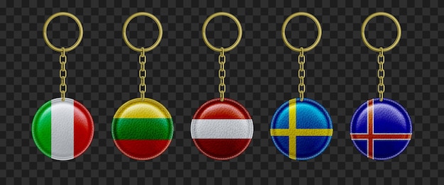 Gratis vector leren sleutelhanger met vlaggen van europese landen