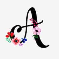 Gratis vector letter a aquarel bloemen achtergrond