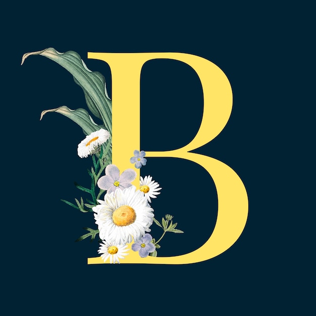 Gratis vector letter b met bloemen