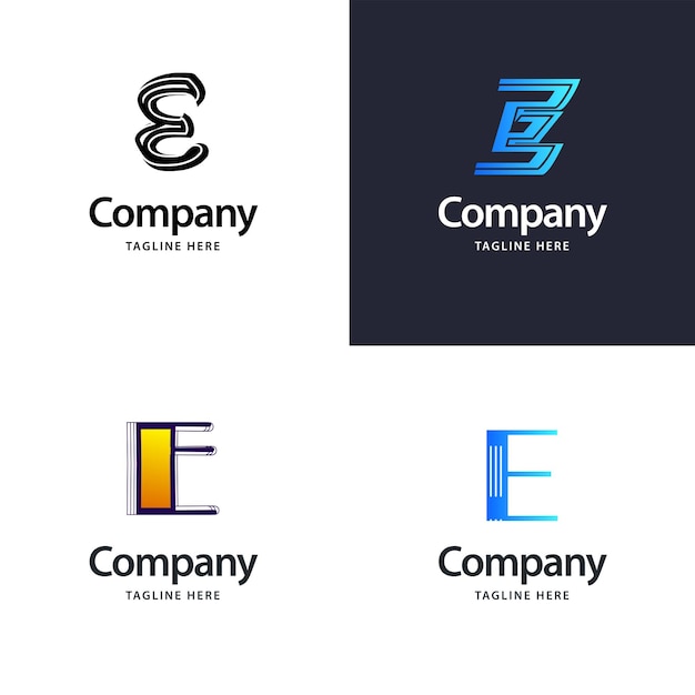 Gratis vector letter e big logo pack design creative modern logo's ontwerp voor uw bedrijf vector merknaam illustratie