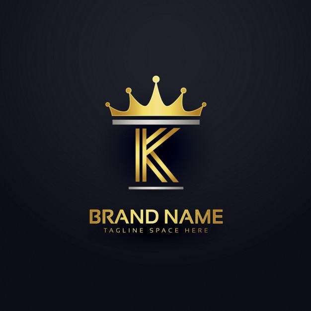 Gratis vector letter k logo met gouden kroon