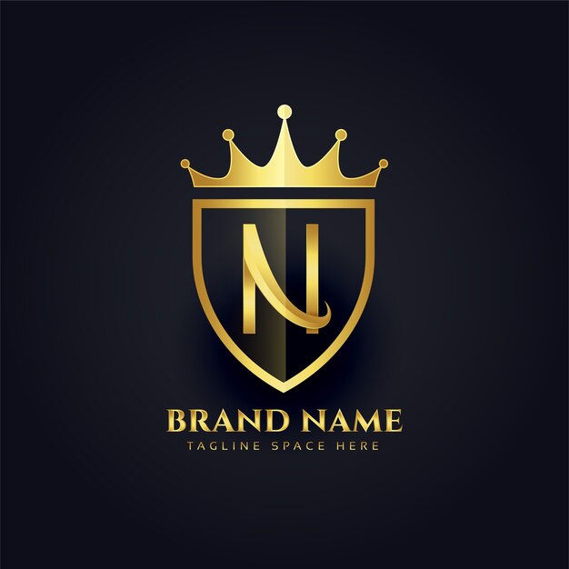 Letter N kroon gouden premium logo-ontwerp