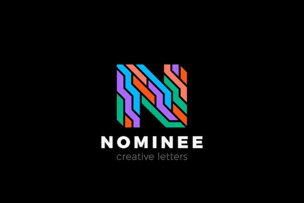 Letter N logo-ontwerp in kleurrijke stijl
