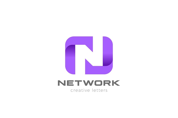 Letter N Logo ontwerp. Negatieve ruimtestijl.