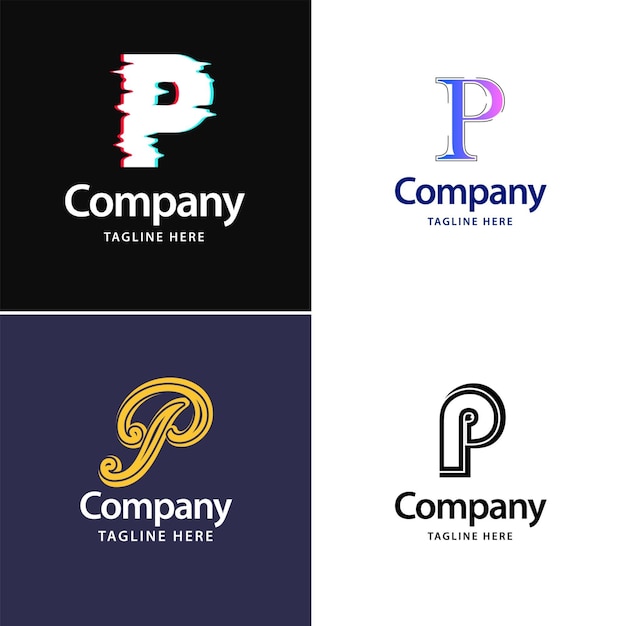 Gratis vector letter p big logo pack design creative modern logo's ontwerp voor uw bedrijf vector merknaam illustratie