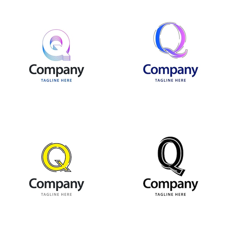 Gratis Vector letter q big logo pack design creative modern logo's ontwerp voor uw bedrijf vector merknaam illustratie