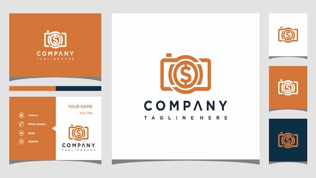 Letter s fotografie logo ontwerp en visitekaartje premium vector