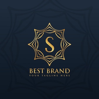 Letter s logo style design met gouden abstract frame
