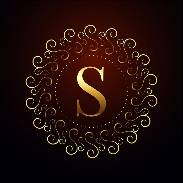 Letter s luxe koninklijk gouden logo