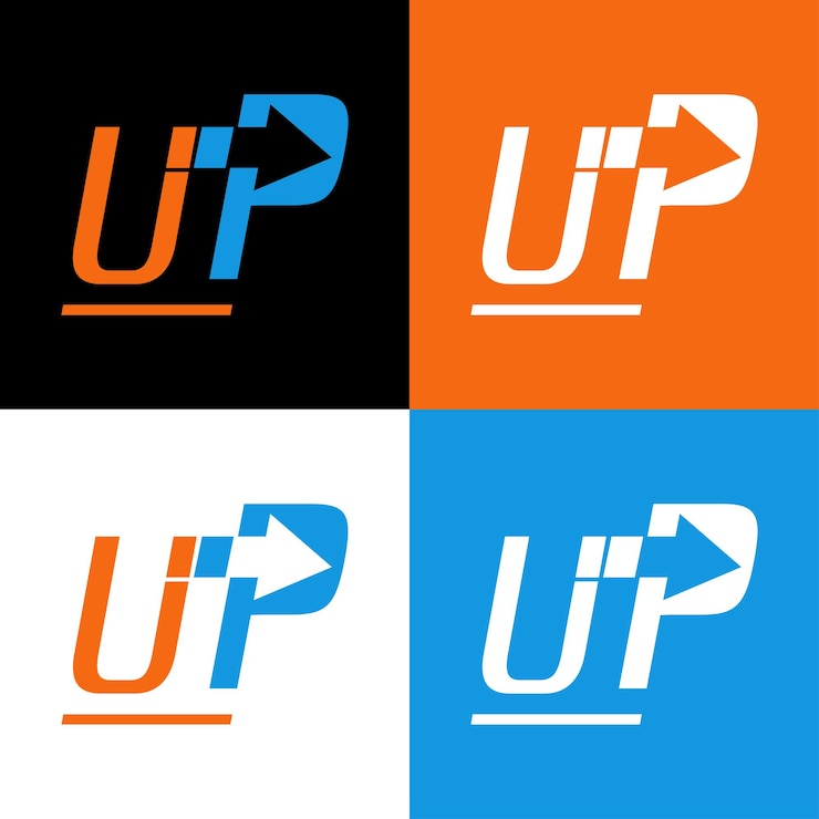 Gratis Vector letter u p pijlen creatief logo ontwerp