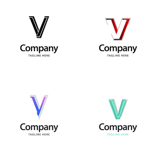 Letter v big logo pack design creative modern logo's ontwerp voor uw bedrijf vector merknaam illustratie