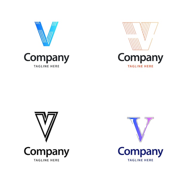 Letter v big logo pack design creative modern logo's ontwerp voor uw bedrijf vector merknaam illustratie