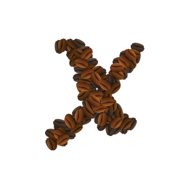 Gratis vector letter x van koffiebonen