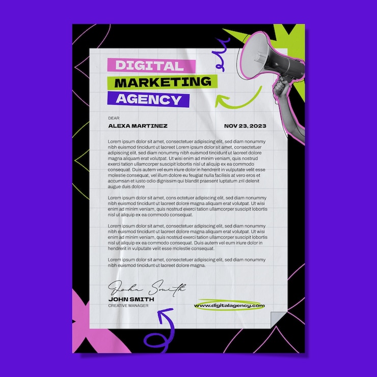 Gratis Vector letterhead van een platte reclameagentschap