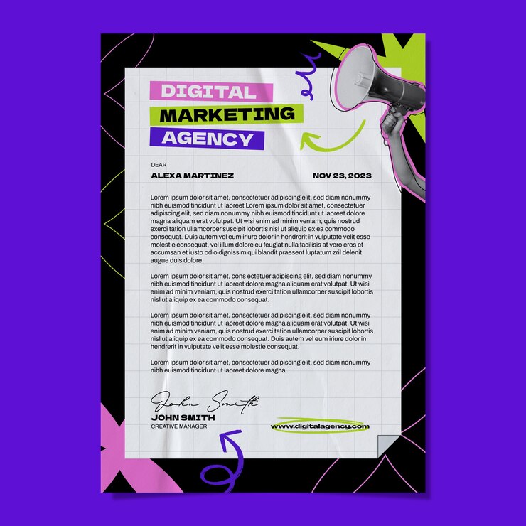 Gratis Vector letterhead van een platte reclameagentschap