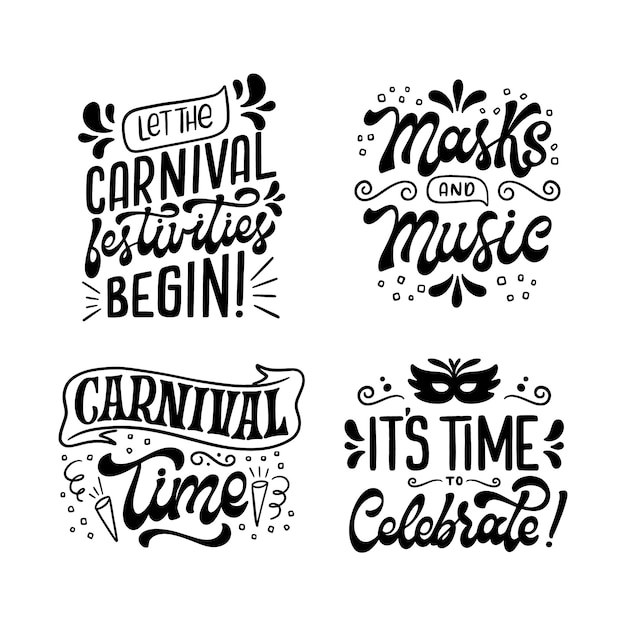 Gratis vector lettering carnaval sticker collectie