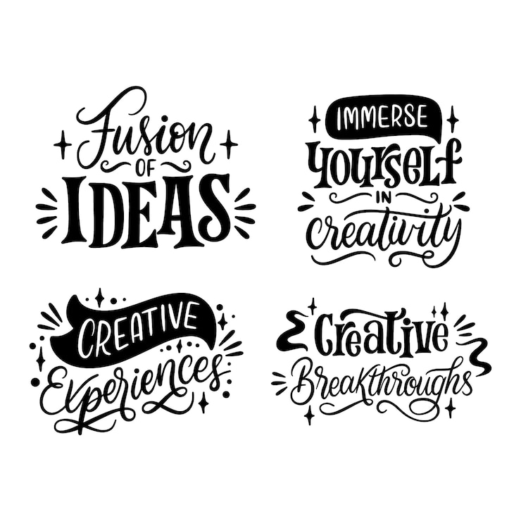Gratis Vector lettering creativiteit sticker collectie