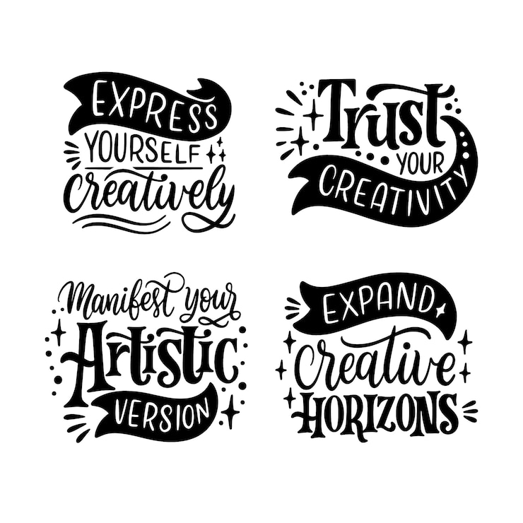 Gratis Vector lettering creativiteit sticker collectie