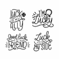 Gratis vector lettering geluk sticker collectie