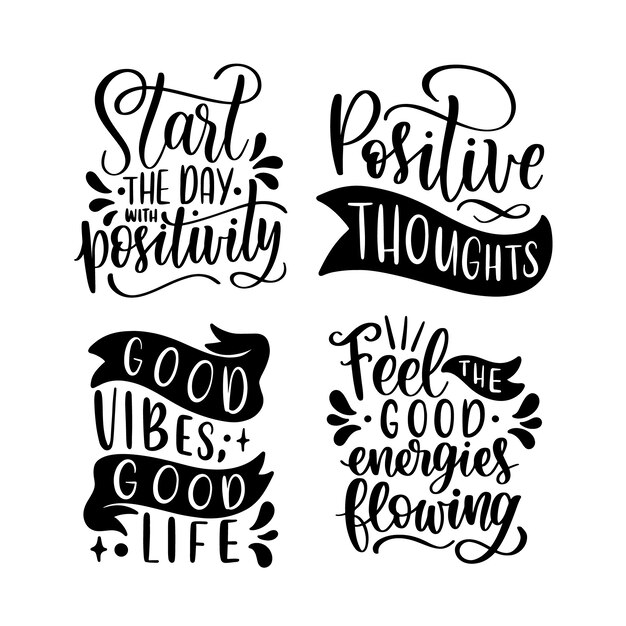 Lettering goede vibes sticker collectie.