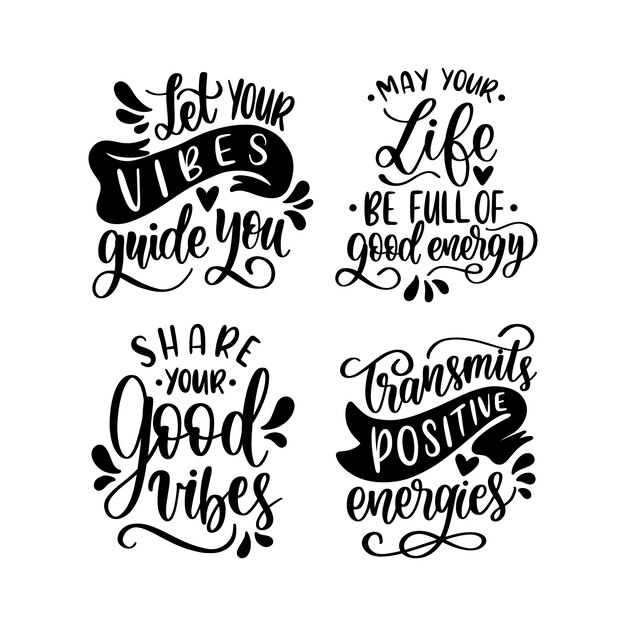 Lettering goede vibes sticker collectie.
