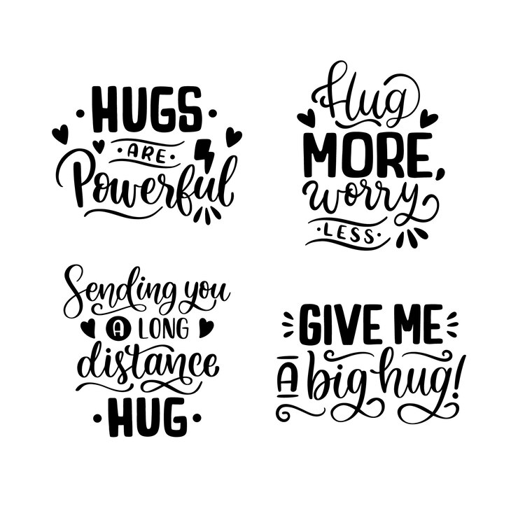 Gratis Vector lettering knuffeldag sticker collectie