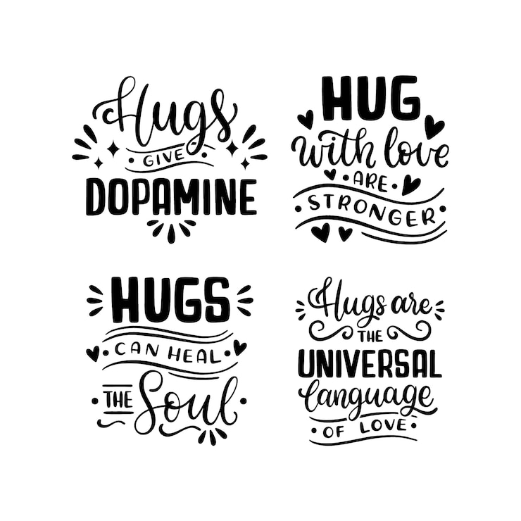 Gratis Vector lettering knuffeldag sticker collectie