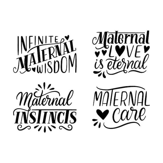 Gratis vector lettering moederschap sticker collectie