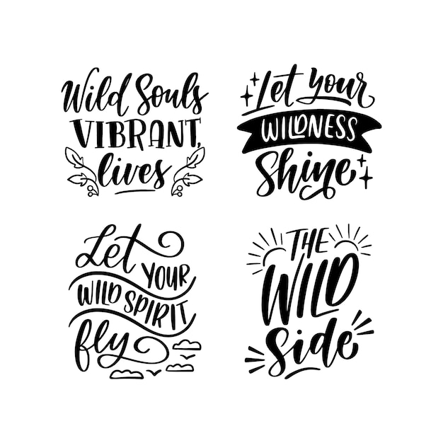 Gratis vector lettering stay wild stickers collectie