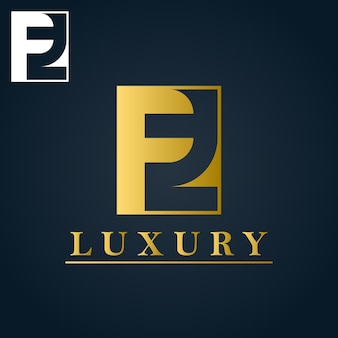 Letters pfez en cijfers 2 3 luxe monogram logo ontwerp gouden negatieve ruimte