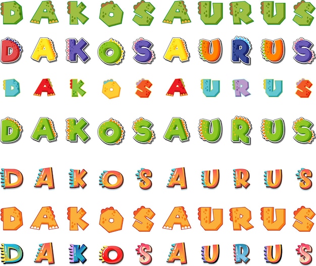 Gratis vector lettertypeontwerp voor dakosaurus