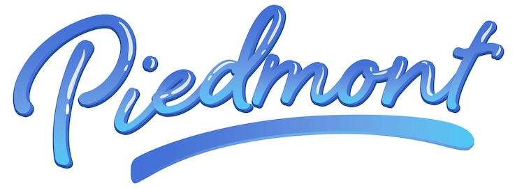 Gratis Vector lettertypeontwerp voor piemonte in blauw