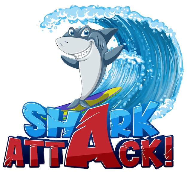 Gratis vector lettertypeontwerp voor woorden shark attack