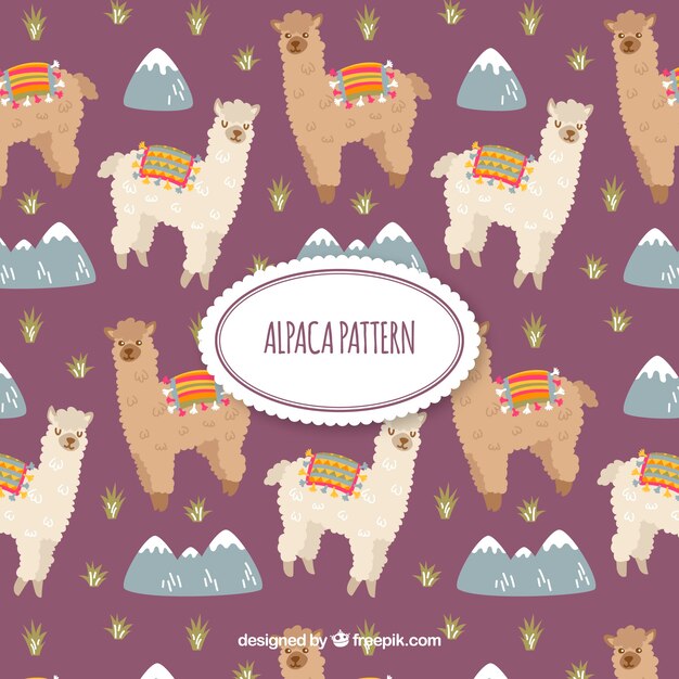 Leuk alpaca-patroon met de natuur