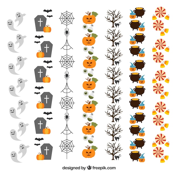 Gratis vector leuk decoratief halloween feest grenspakket