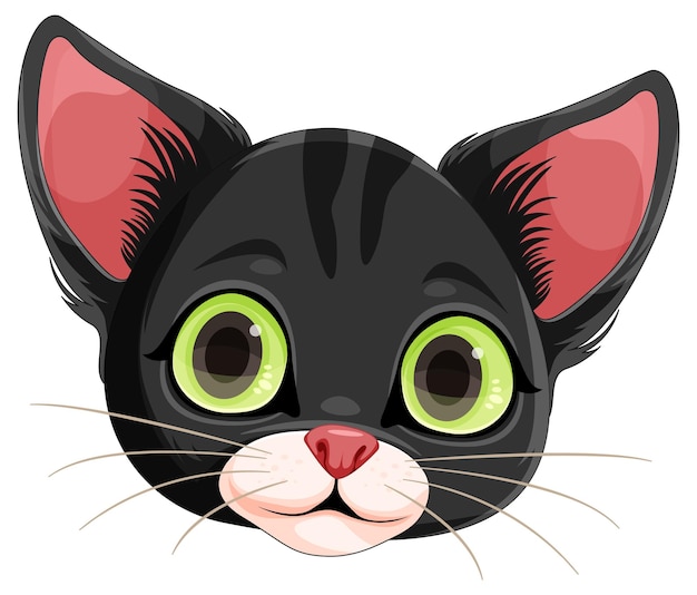 Gratis vector leuk kittenhoofd in cartoonstijl