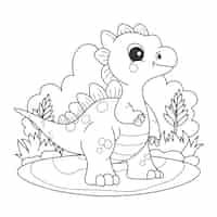 Gratis vector leuk kleurboek met dinosaurus