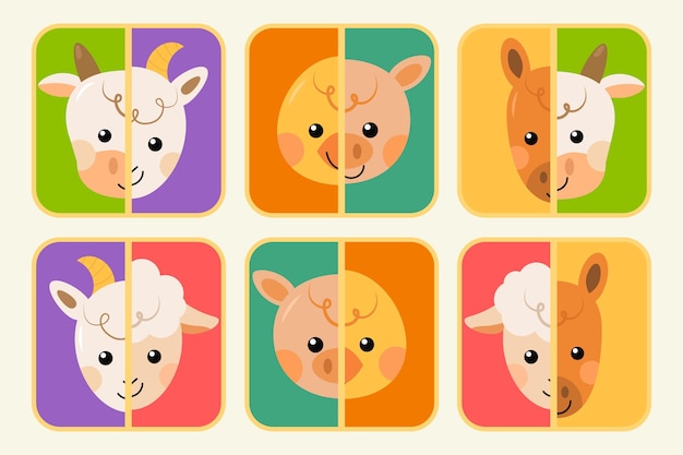 Gratis vector leuk matchspel met dieren