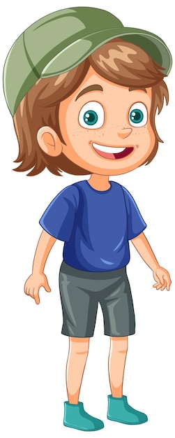 Gratis vector leuk meisje cartoon personage met een hoed.