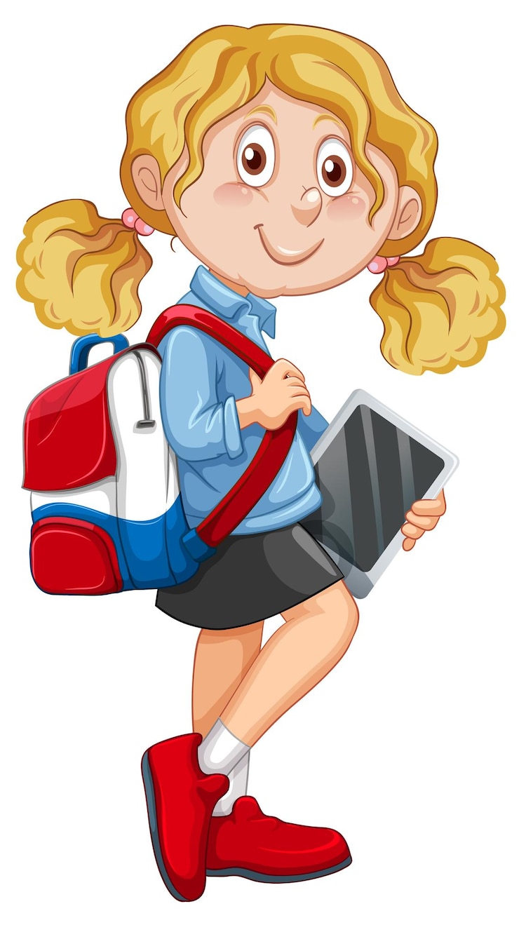 Gratis Vector leuk meisje dat zich op witte grond bevindt