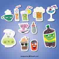 Gratis vector leuk pakje drankjes stickers